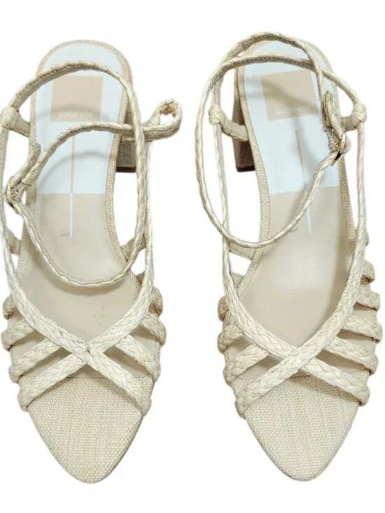 Dolce Vita Yasmin Raffia Sandals Size 8.5 Strappy Block Heel Natural Boho - Picture 4 of 15